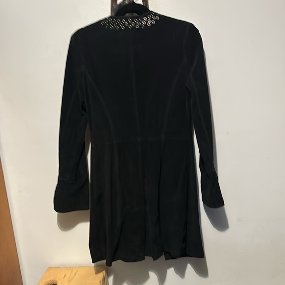 Black Women's Suede Jacket with Studded Detailing - Picture 8 of 12